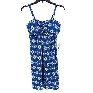 Nottinbianche Nightgown Womens Size Small Blue Ikat Print Spaghetti Straps